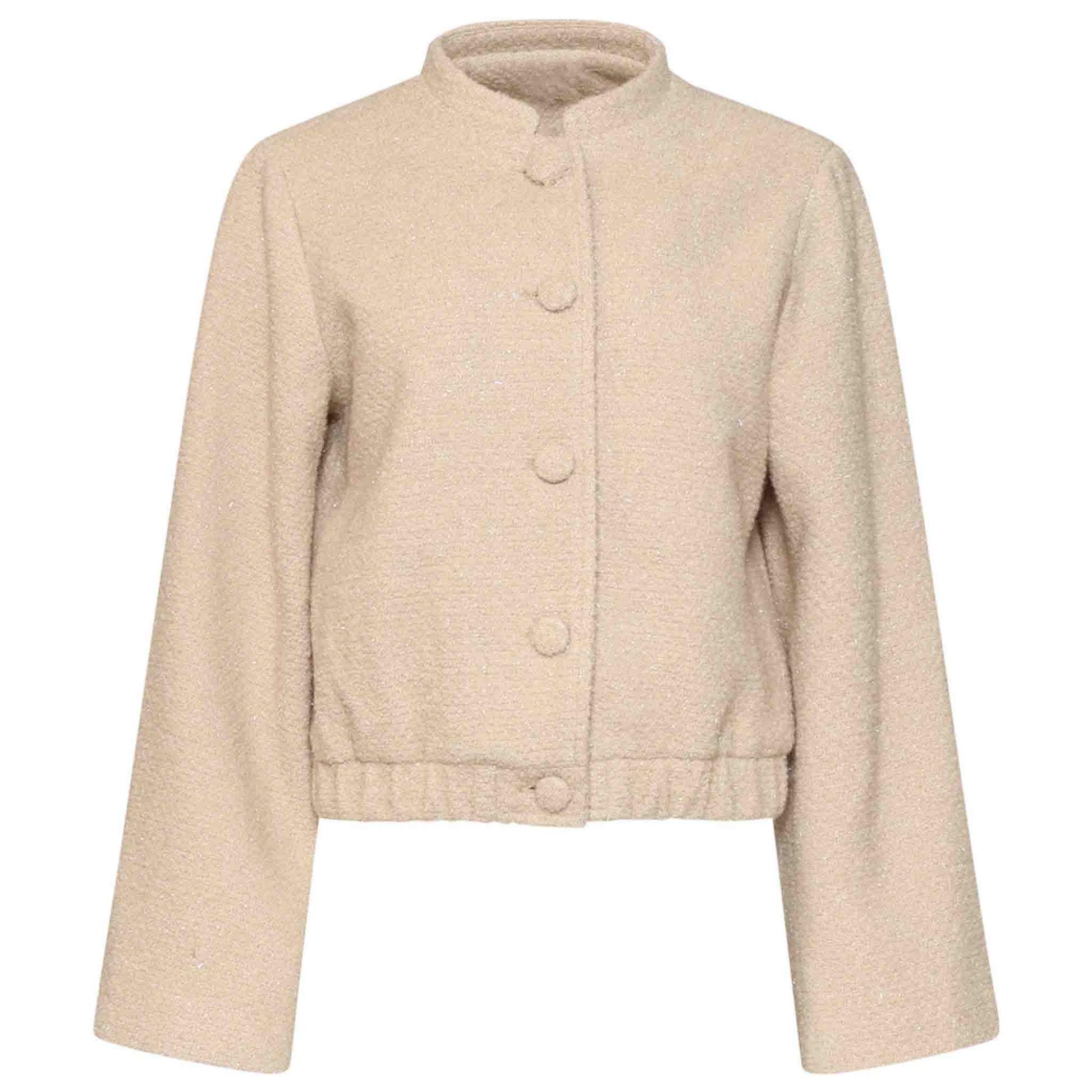 Tall boucle jack Smashed lemon | voorzijde |kleding lange dames