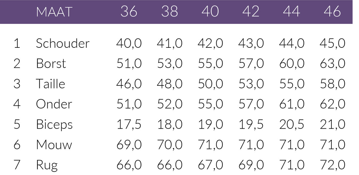 Maattabel Manisa Stepp Jack Lichtblauw | Tall