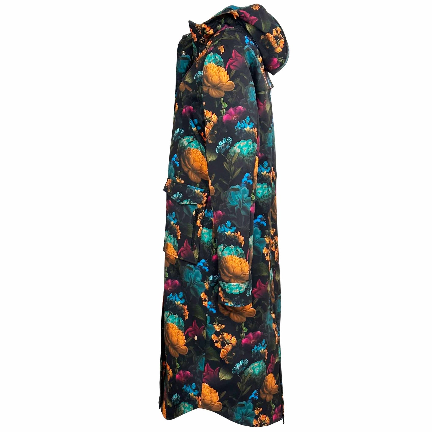 Longlady Jas Miry Bloem, kleding voor lange vrouwen, zijaanzicht