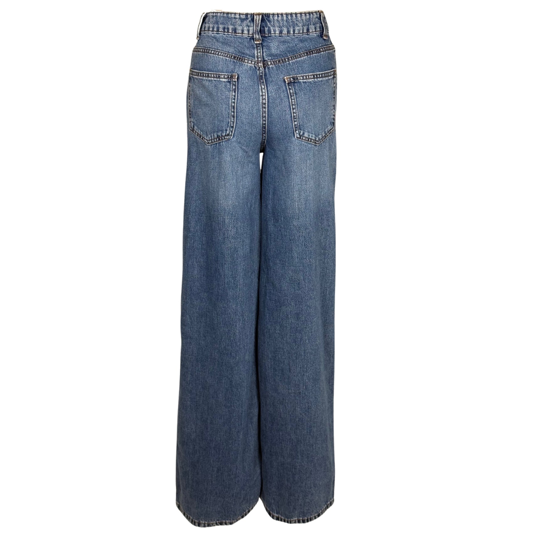 Jeans Wide Midblue, jeans in tall met lange benen, achteraanzicht