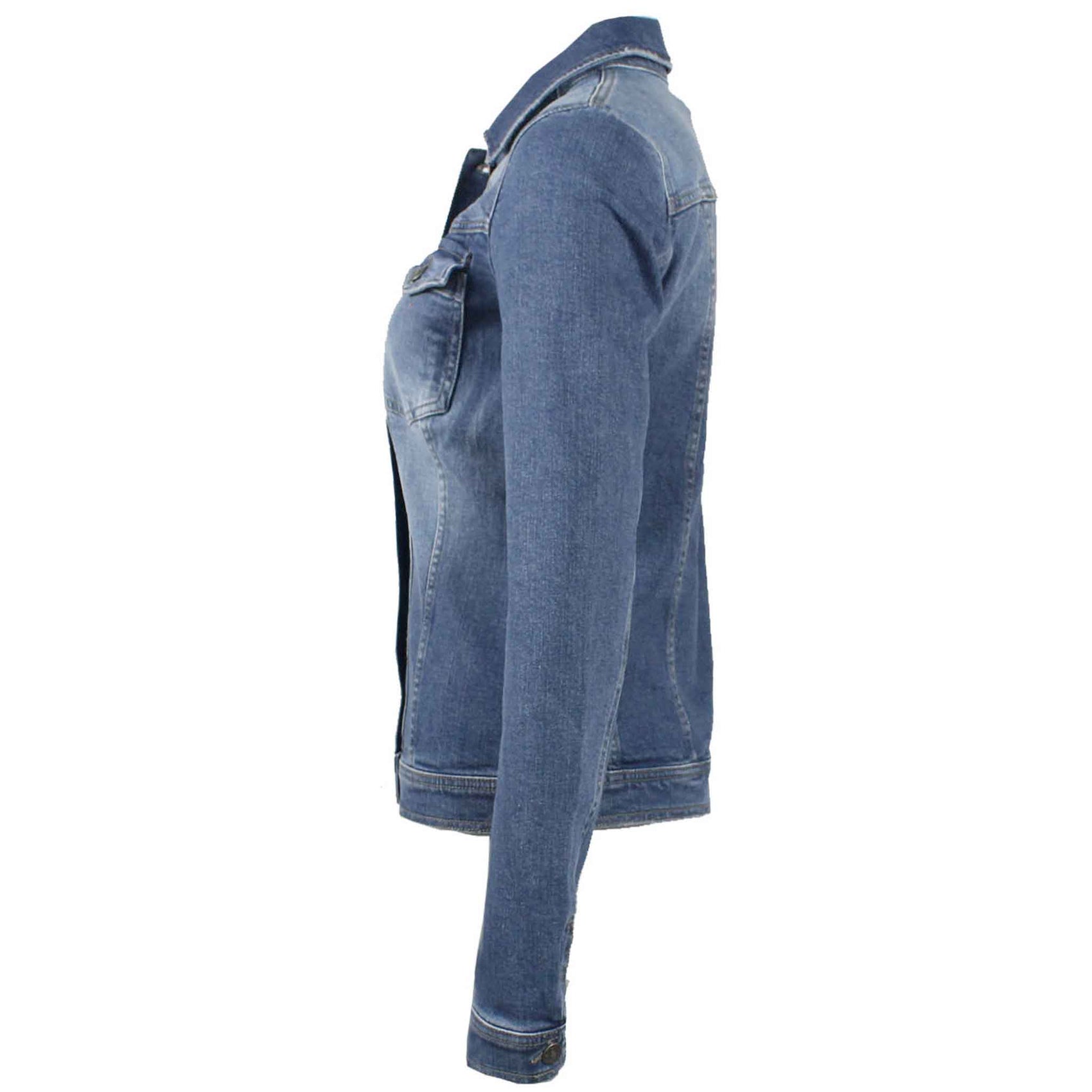 Only-M Jeansjack, lange dames jeans, zijaanzicht