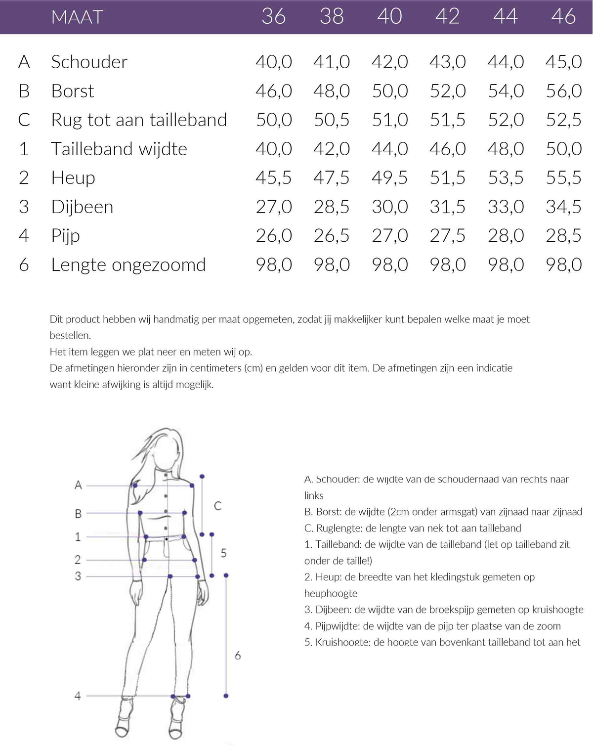Maattabel Longlady Jumpsuit Syla Donkerbruin | Tall