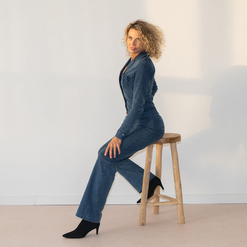 Tall Zip73 Jumpsuit Denim Flare - lange vrouwen
