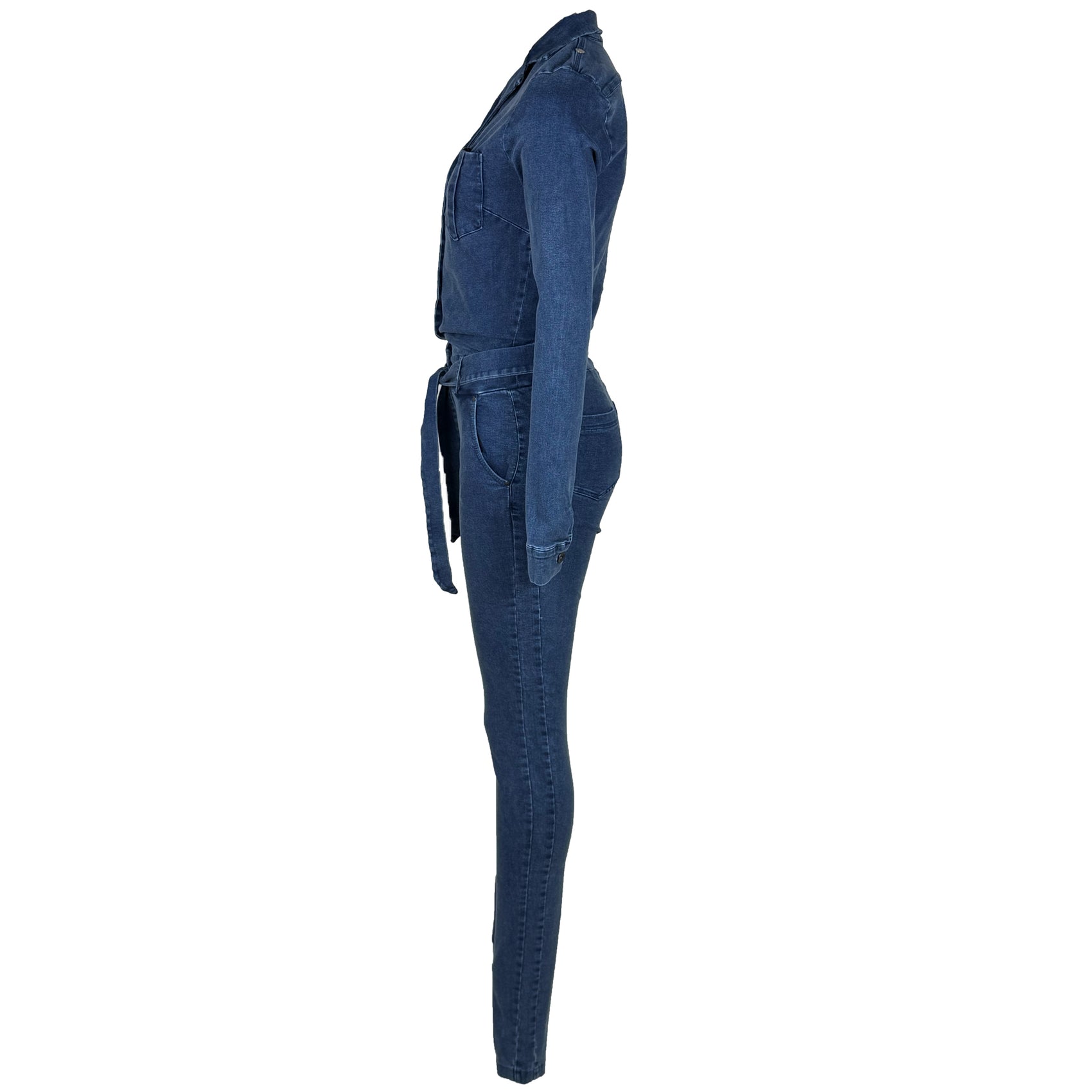 Zip73 Jumpsuit Denim Skinny, kleding voor lange vrouwen, zijaanzicht