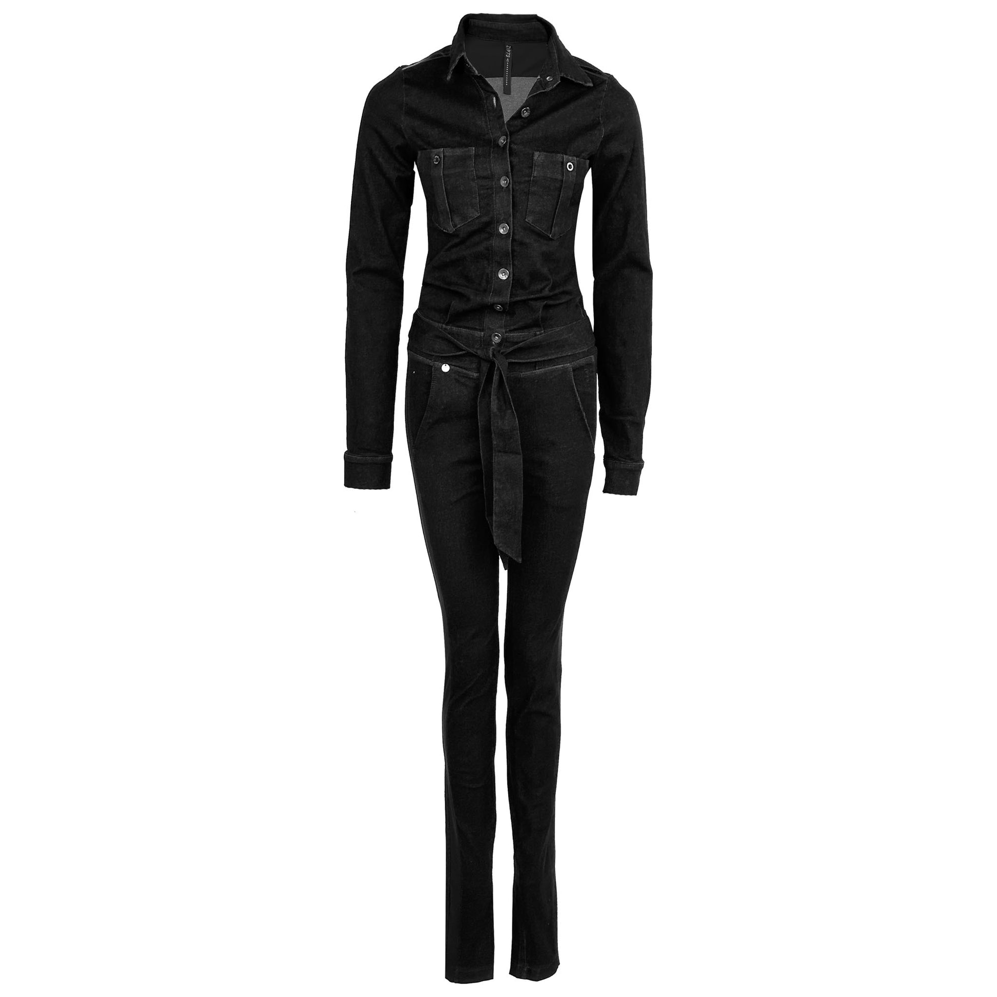kleding lange vrouwen zip73 jumpsuit denim black