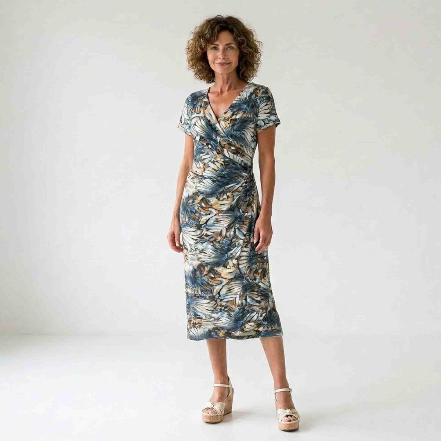 NED Jurk Janet Bruin Blauw Faded | Tall