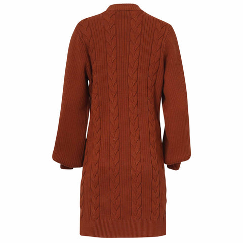 Smashed Lemon Tuniek Gebreid Cognac, tall kleding voor lange dames, achteraanzicht