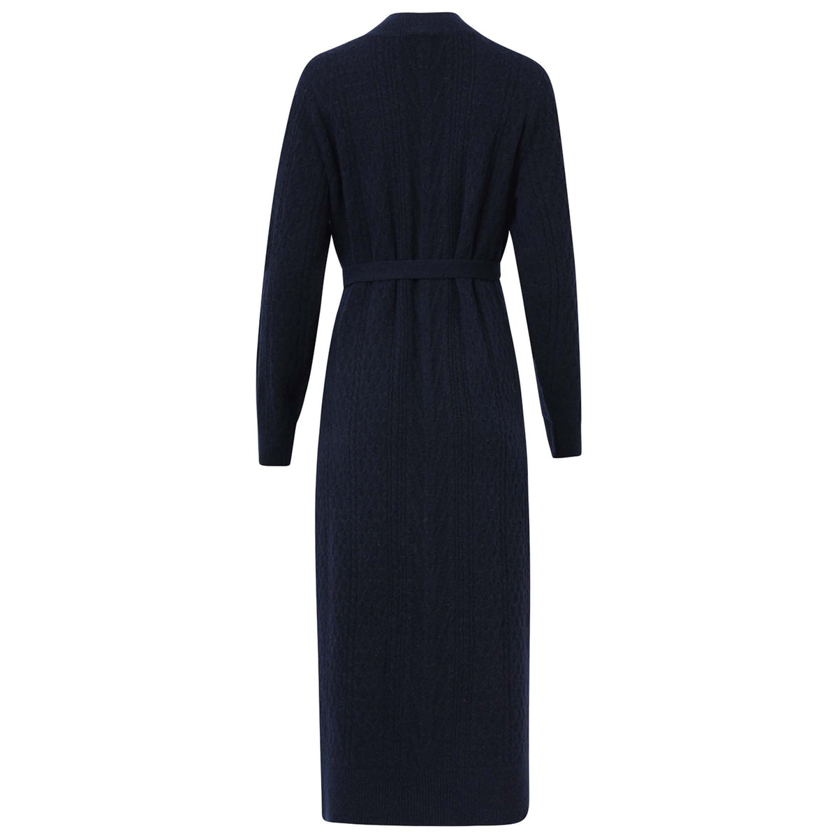 Smashed Lemon Jurk Gebreid Navy, tall kleding voor lange dames, achteraanzicht