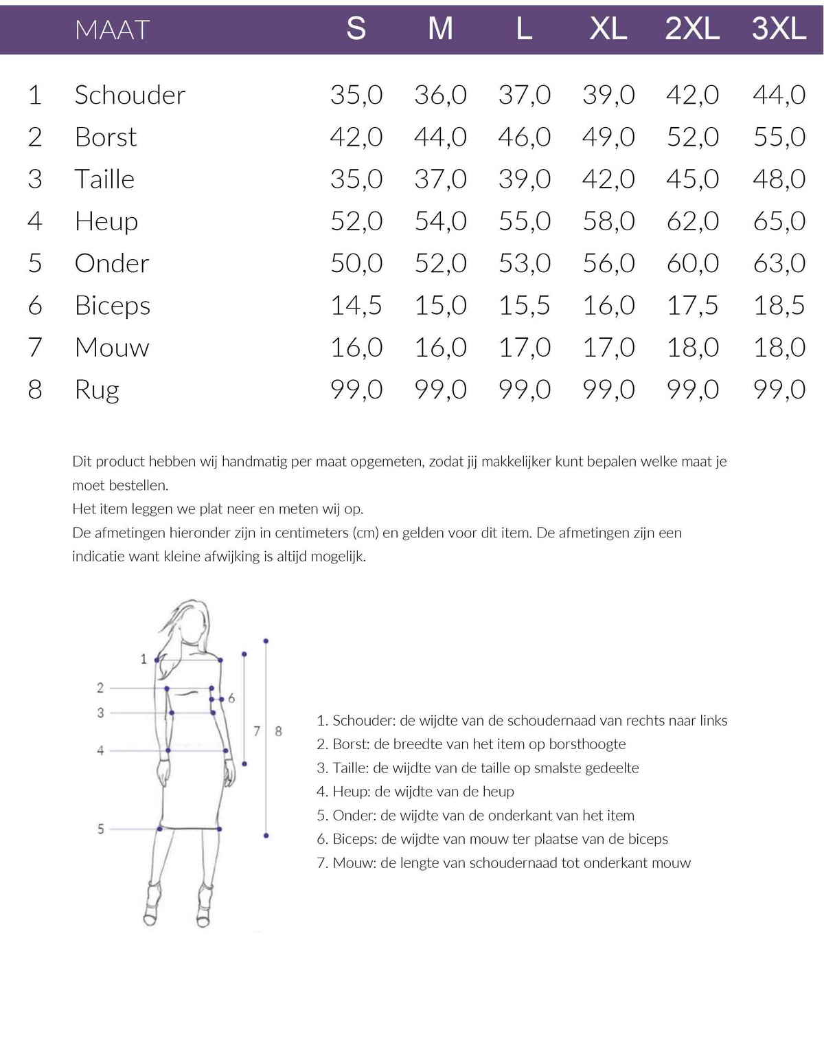 Maattabel NED Jurk Jente | Tall