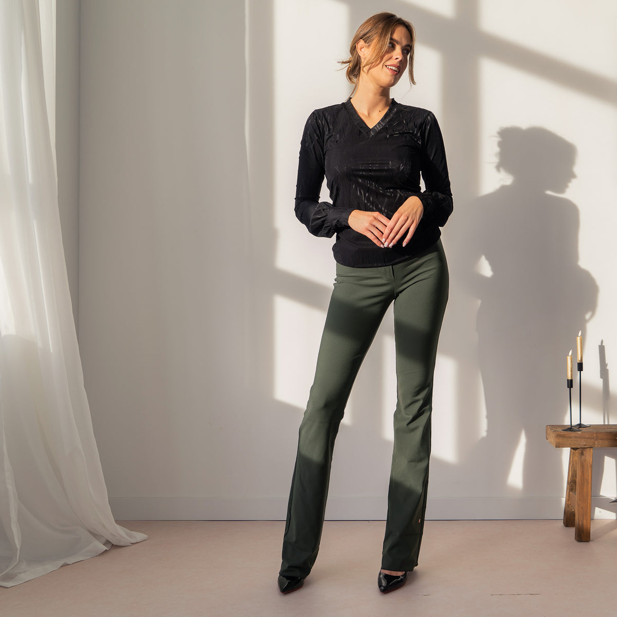 LongLady Broek Biande Donkergroen, tall kleding voor lange vrouwen