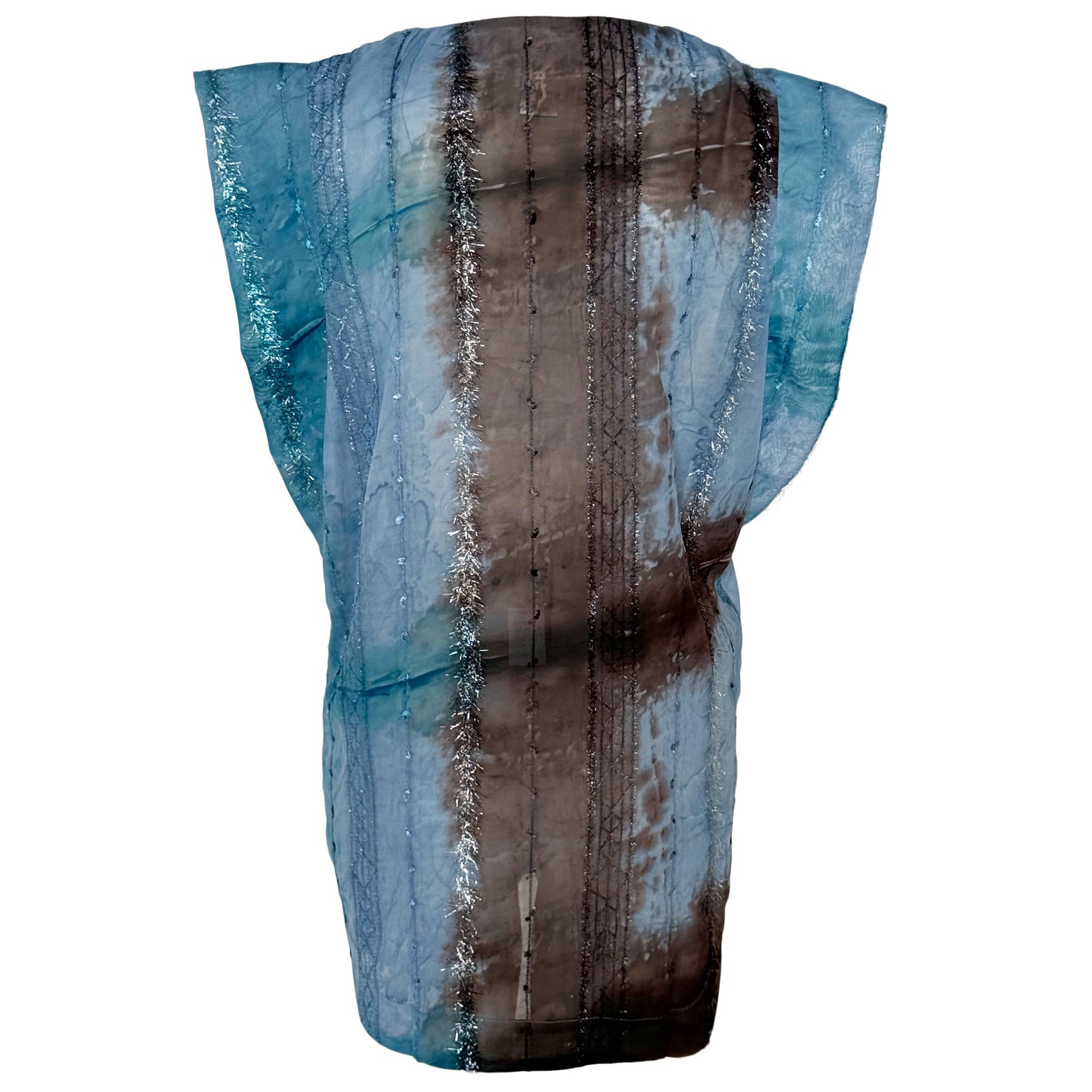Longlady Shirt Odit Lurex Blauw, tall kleding voor lange dames, achteraanzicht