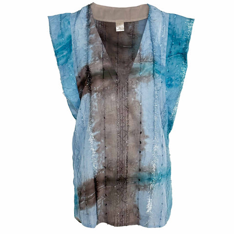 Longlady Shirt Odit Lurex Blauw, tall kleding voor lange vrouwen