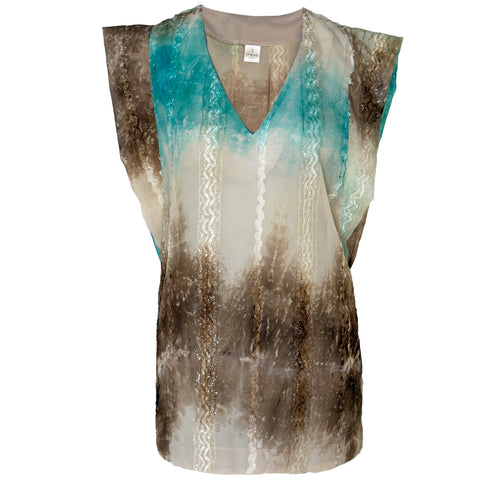 Longlady Shirt Odit Lurex Aqua, tall kleding voor lange vrouwen