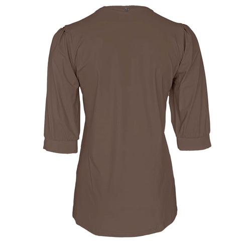 Only-M Top Pofmouw Choco, tall kleding voor lange dames, achteraanzicht