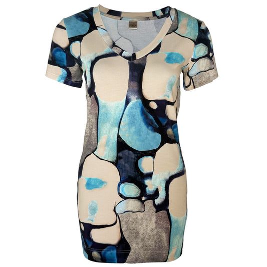 Longlady Shirt Teddie Aqua print