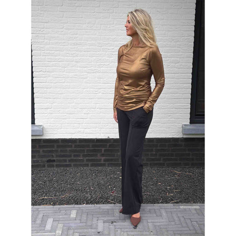 Longlady Shirt Theodora Goud, tall kleding voor lange vrouwen