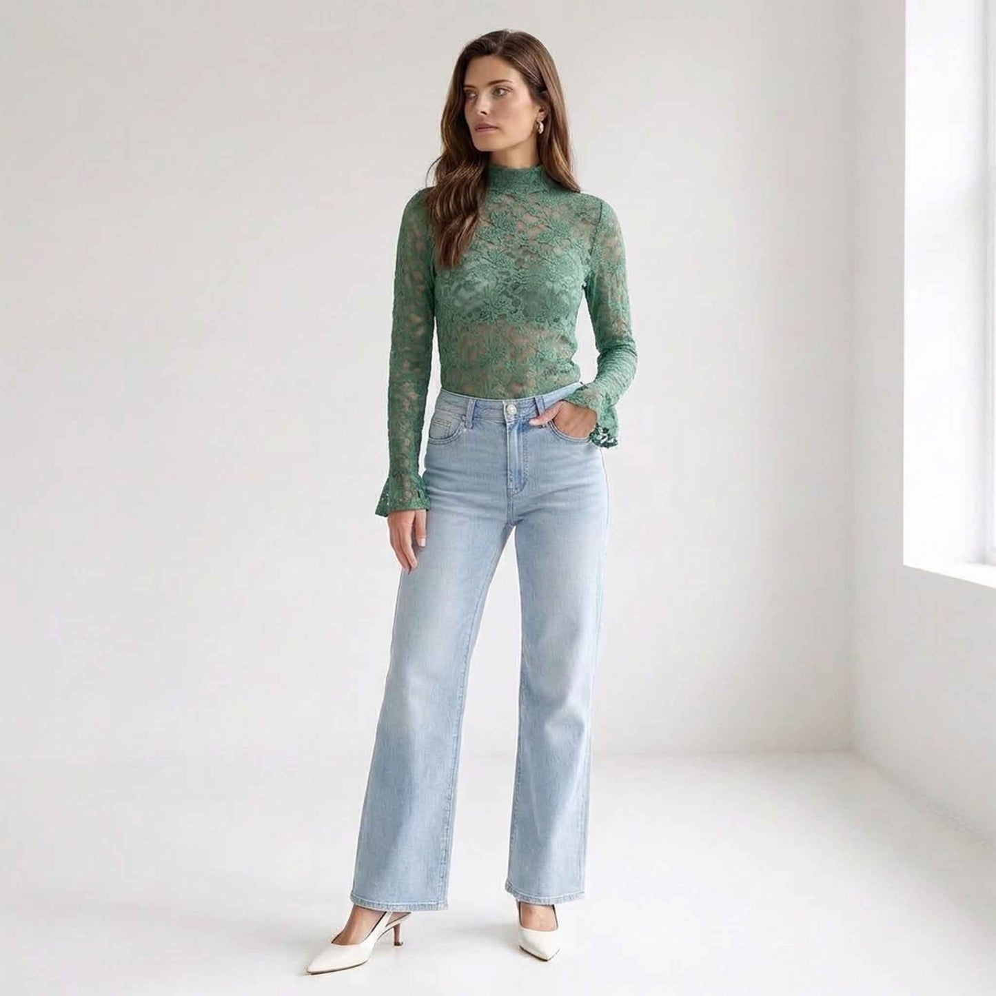 Longlady Shirt Tinke Grijsgroen | Tall