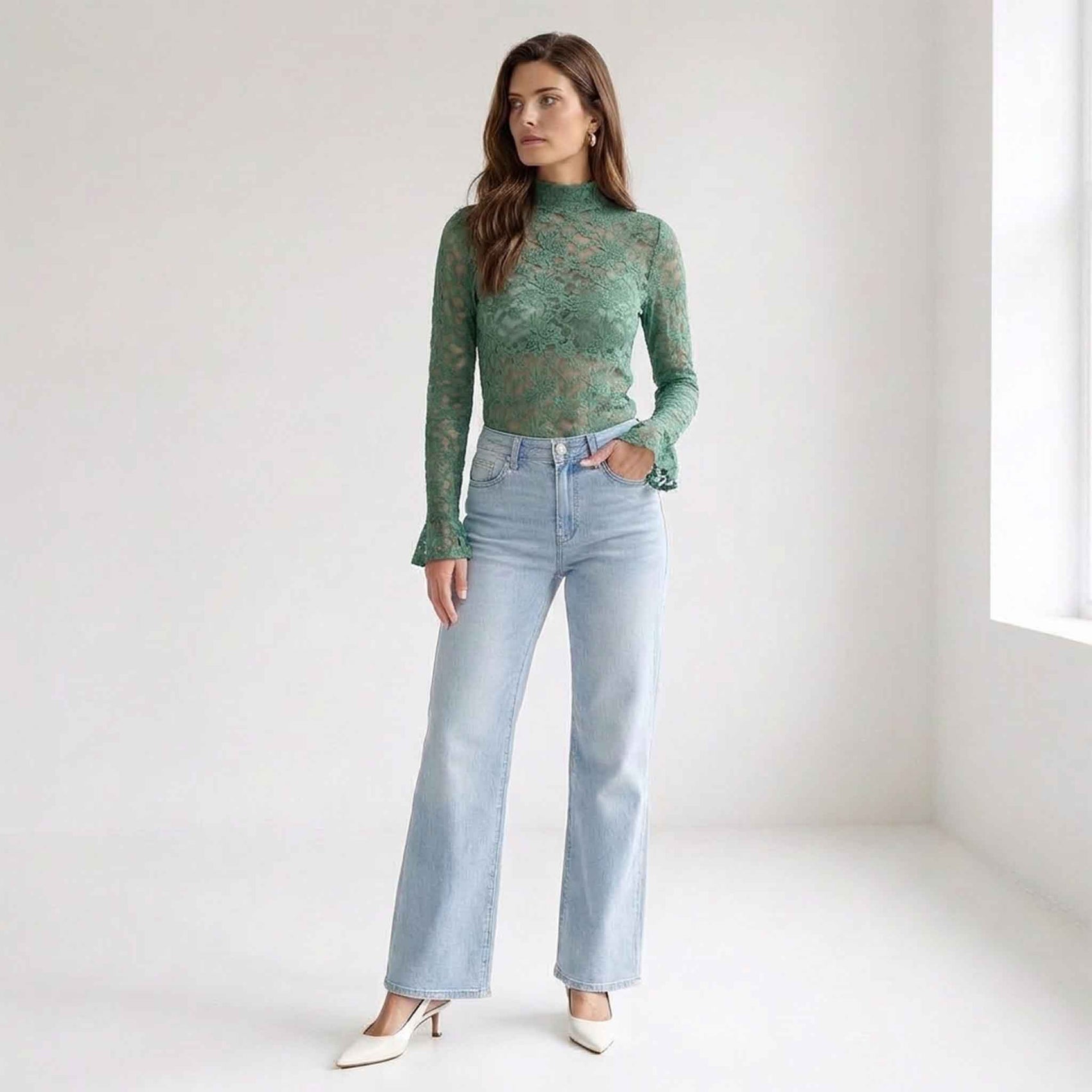 Longlady Shirt Tinke Grey-green | Tall