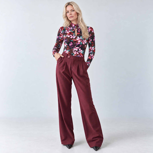 Longlady Shirt Toske Flower Bordeaux | Tall