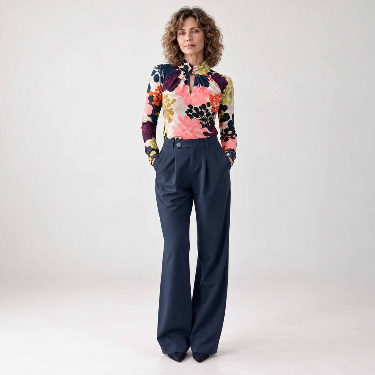 Longlady Shirt Toske Flower Roze | Tall