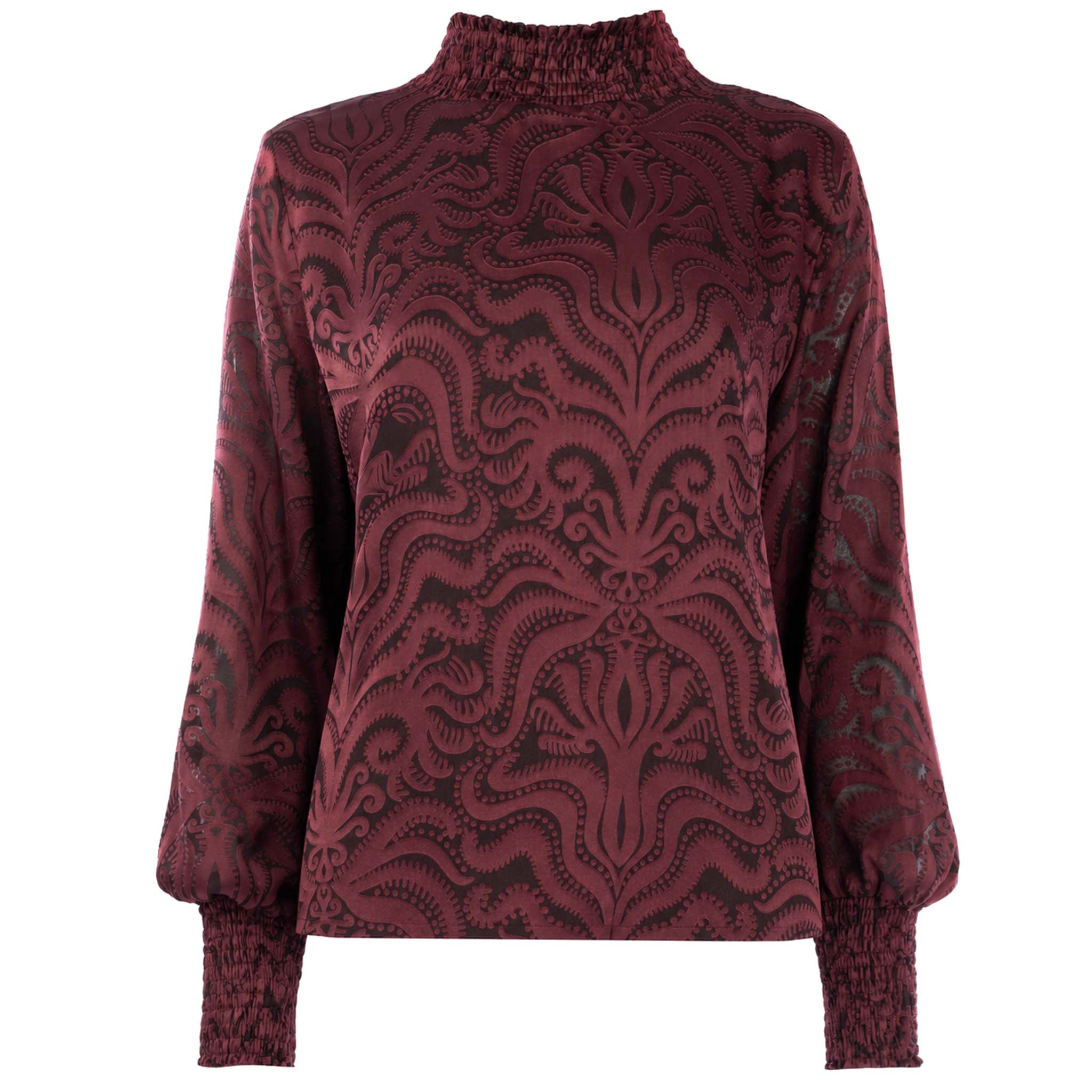 NED Shirt Paisley Smock Bordeaux | Tall