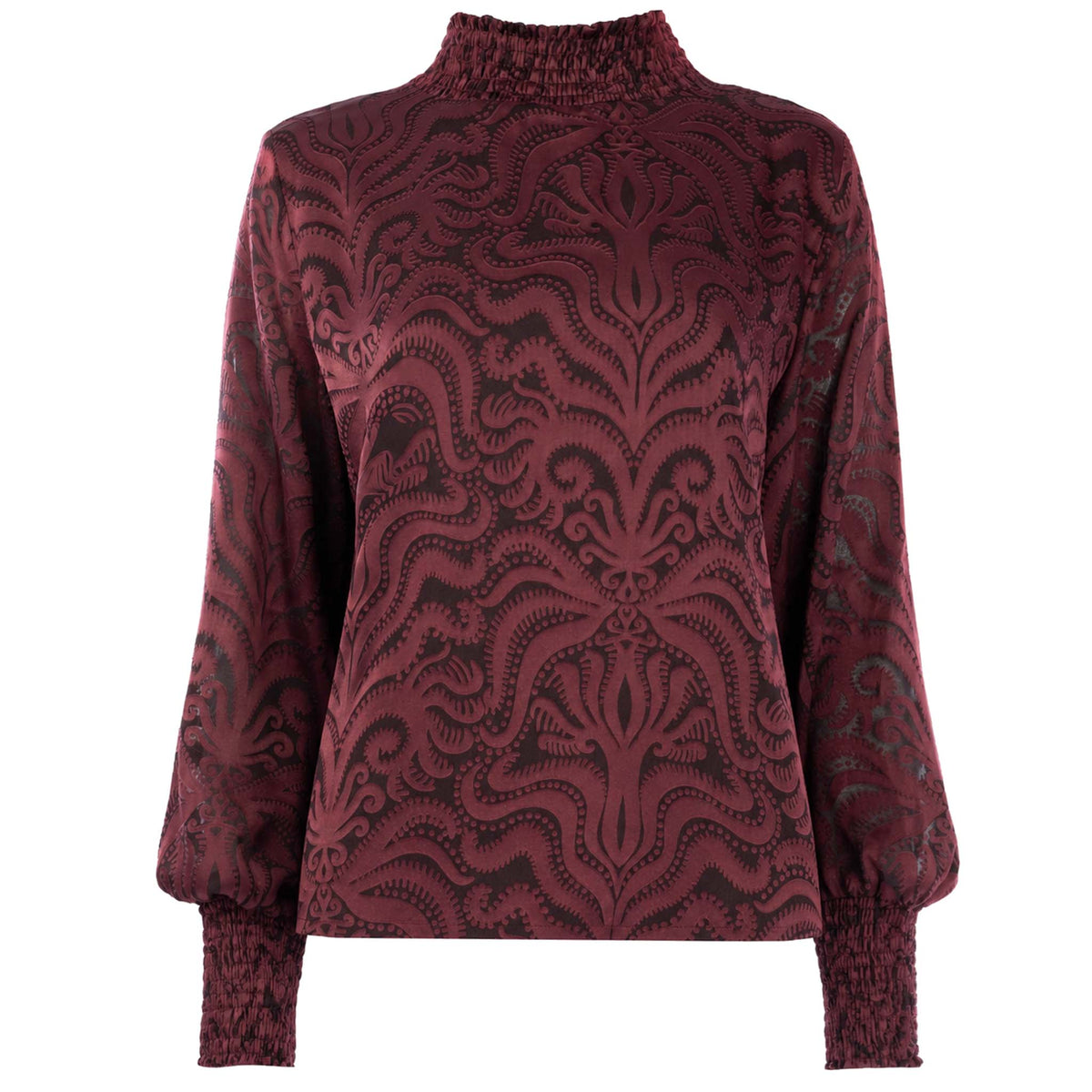 NED Shirt Paisley Smock Bordeaux | Tall