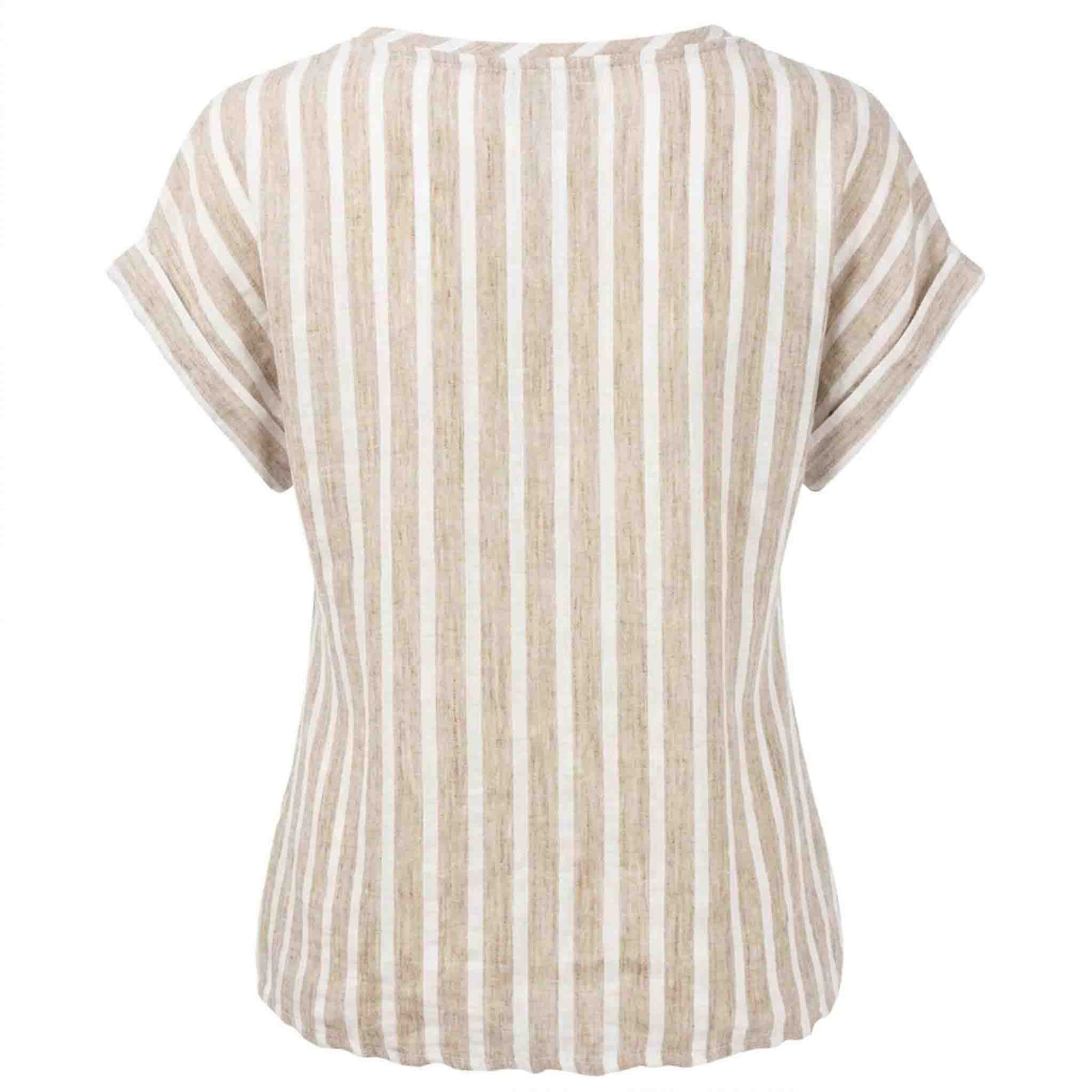 NED Shirt Brisia Linnen streep Lichtbeige | Tall