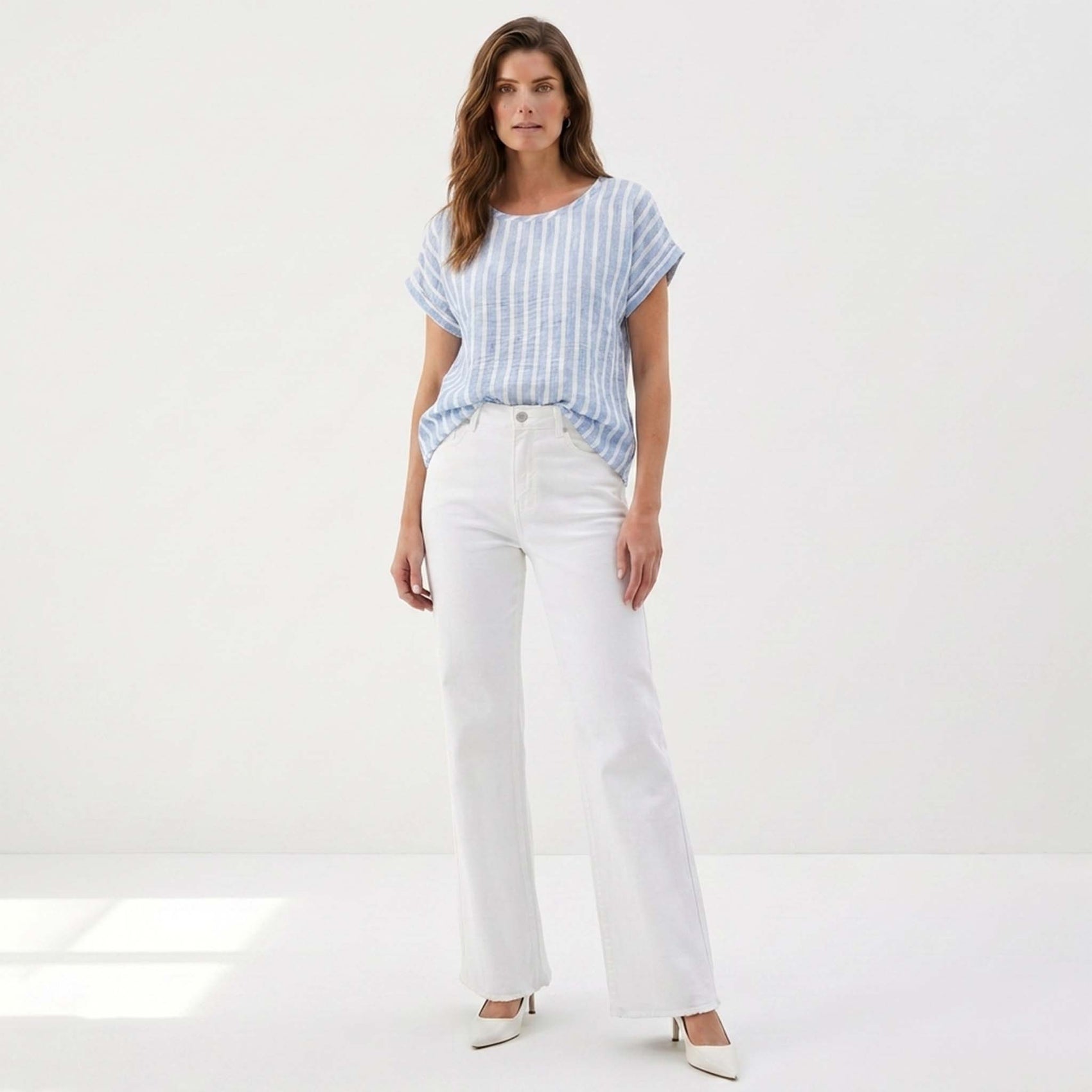 NED Shirt Brisia Linnen streep | Tall