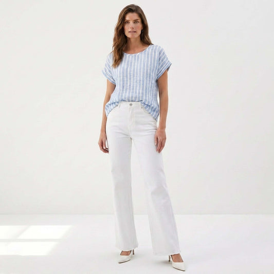 NED Shirt Brisia Linnen streep | Tall