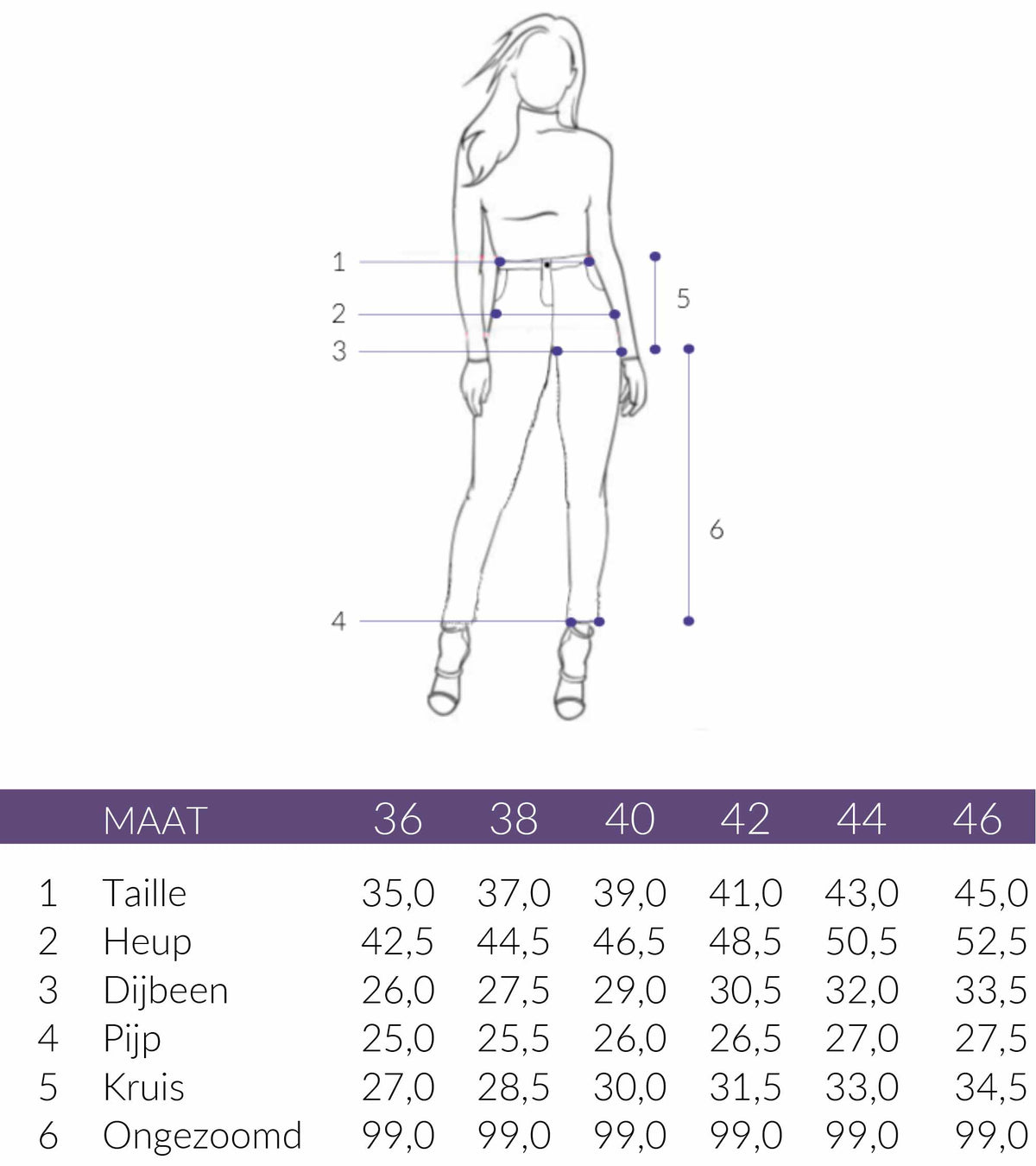 Maattabel Longlady Legging Lora Abstract | Tall