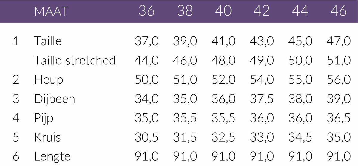 Maattabel Mac Broek Coralie Satin Gravel | Tall