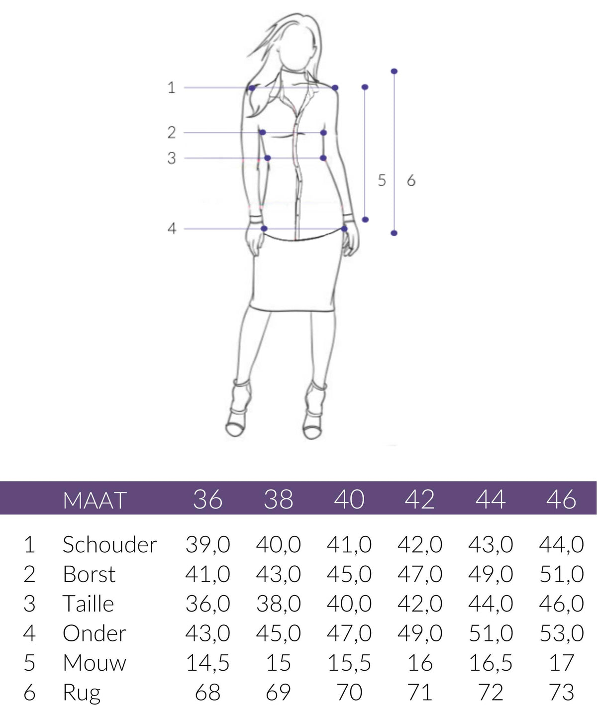 Maattabel Longlady Shirt Tiny