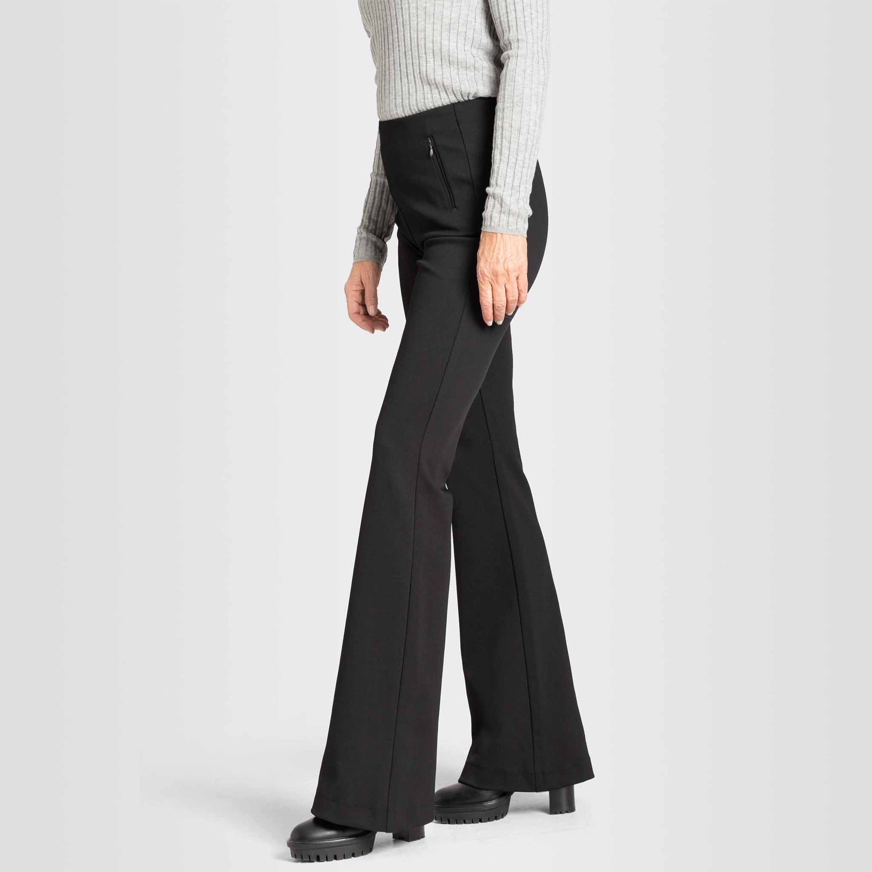 Mac Broek Boot Zip Zwart, tall kleding voor lange vrouwen