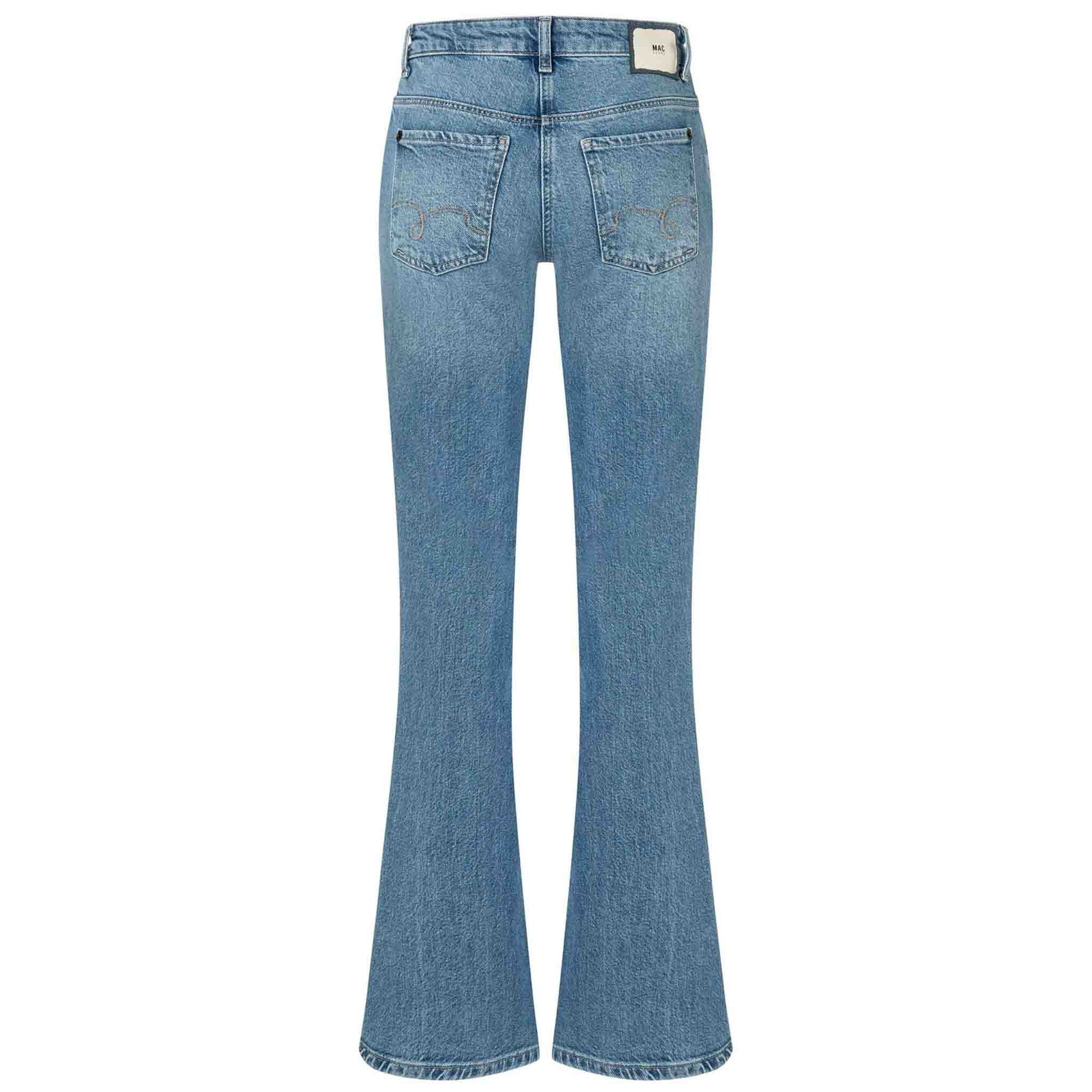 Mac Jeans Detroit Flared 90's Cool Wash, jeans in tall met lange benen, achteraanzicht