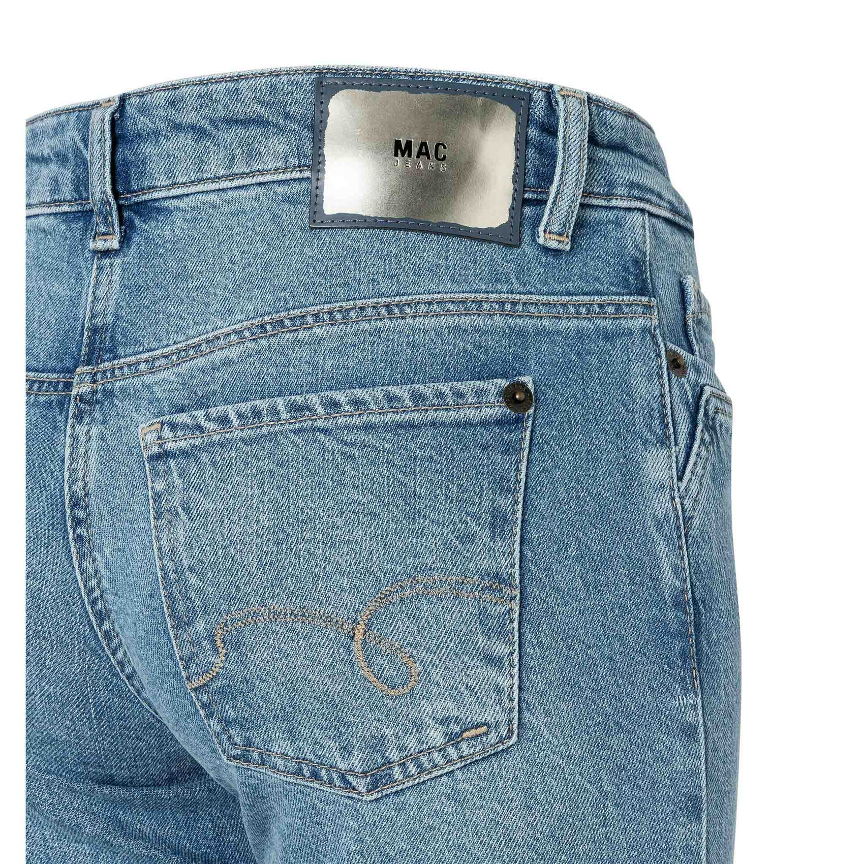 Mac Jeans Detroit Flared 90's Cool Wash, jeans in tall met lange benen, achteraanzicht