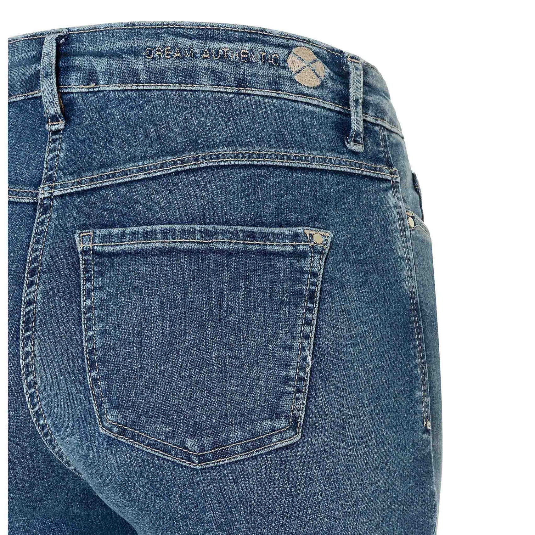 Mac Jeans Dream Boot Auth Mid Blue, jeans in tall met lange benen, achteraanzicht