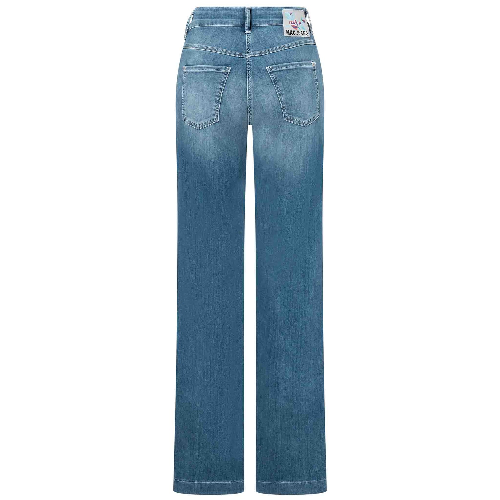 Mac Jeans Dream Wide Summer Mid Blue, jeans in tall met lange benen, achteraanzicht