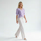 Mac Jeans Rich Palazzo Antique White, tall jeans voor lange dames, gedragen door model