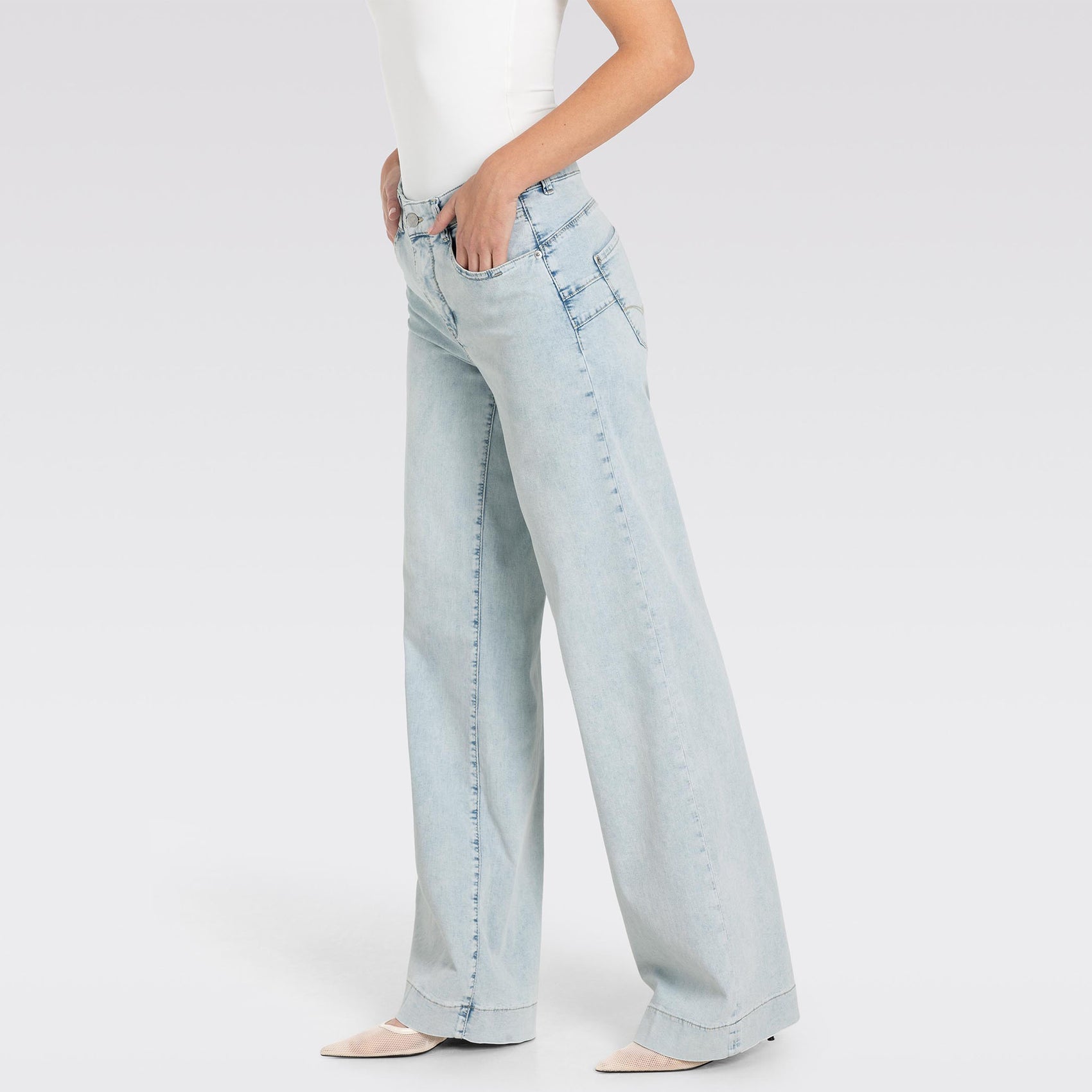 Mac Jeans Rich Palazzo Bleached Japan, tall jeans voor lange vrouwen