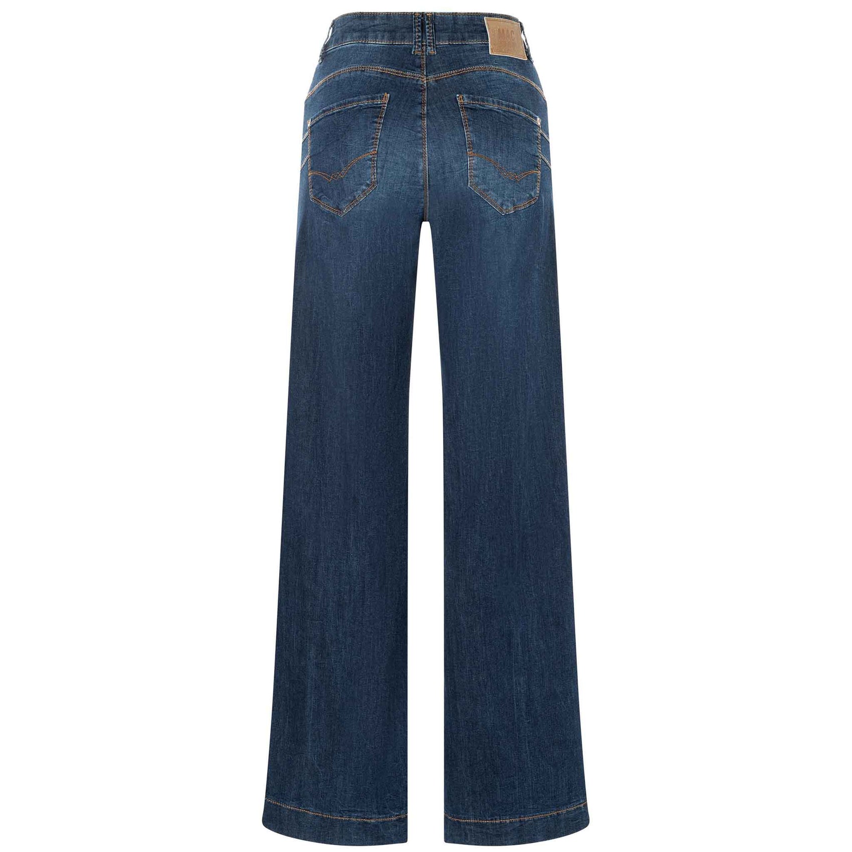 Mac Jeans Rich Palazzo Night Blue, jeans in tall met lange benen, achteraanzicht