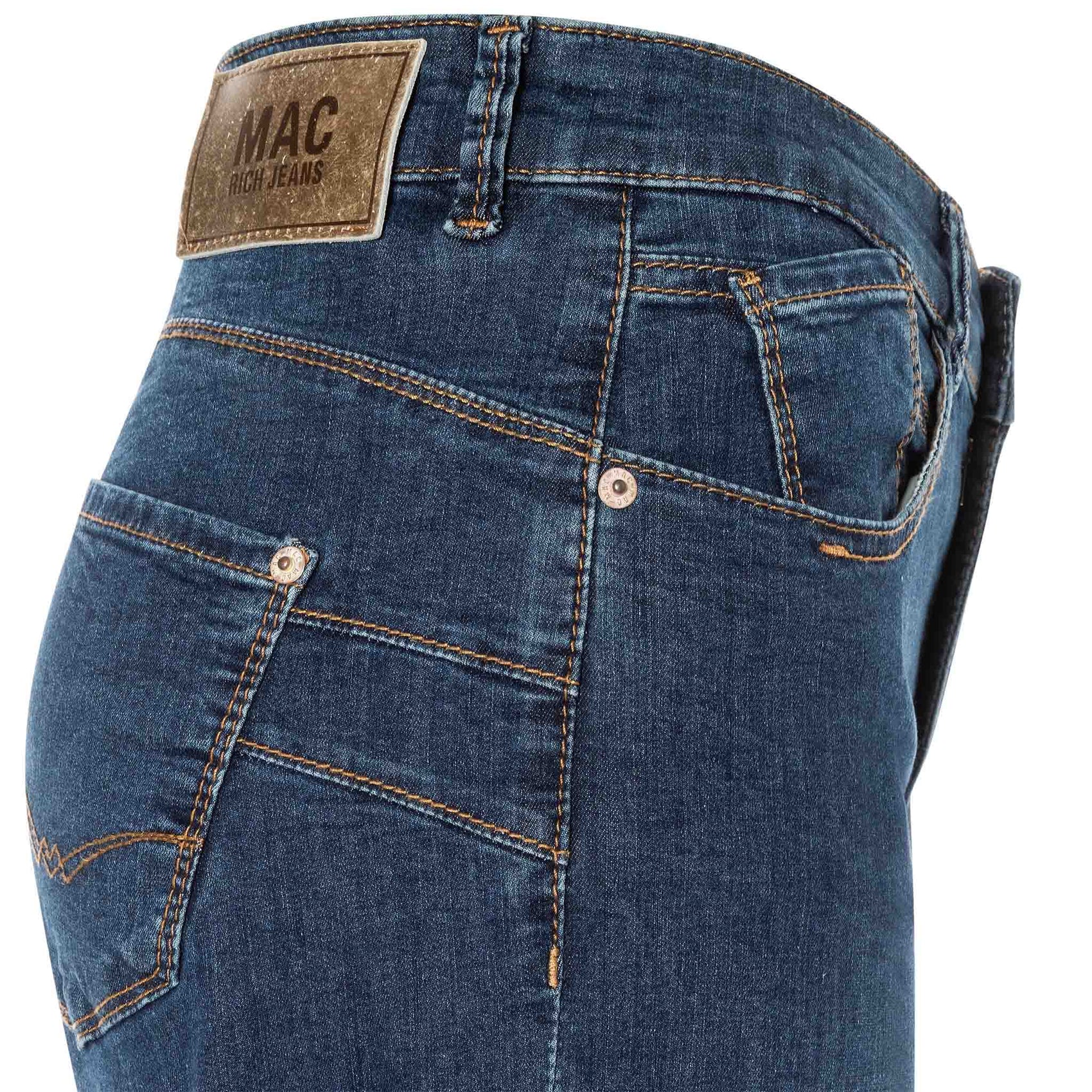 Mac Jeans Rich Palazzo Night Blue, lange dames jeans, zijaanzicht