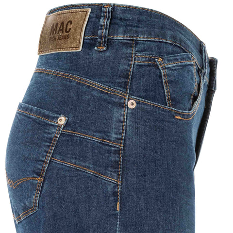 Mac Jeans Rich Palazzo Night Blue, lange dames jeans, zijaanzicht