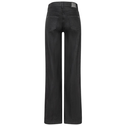 Mac Jeans Wide Zwart, jeans in tall met lange benen, achteraanzicht