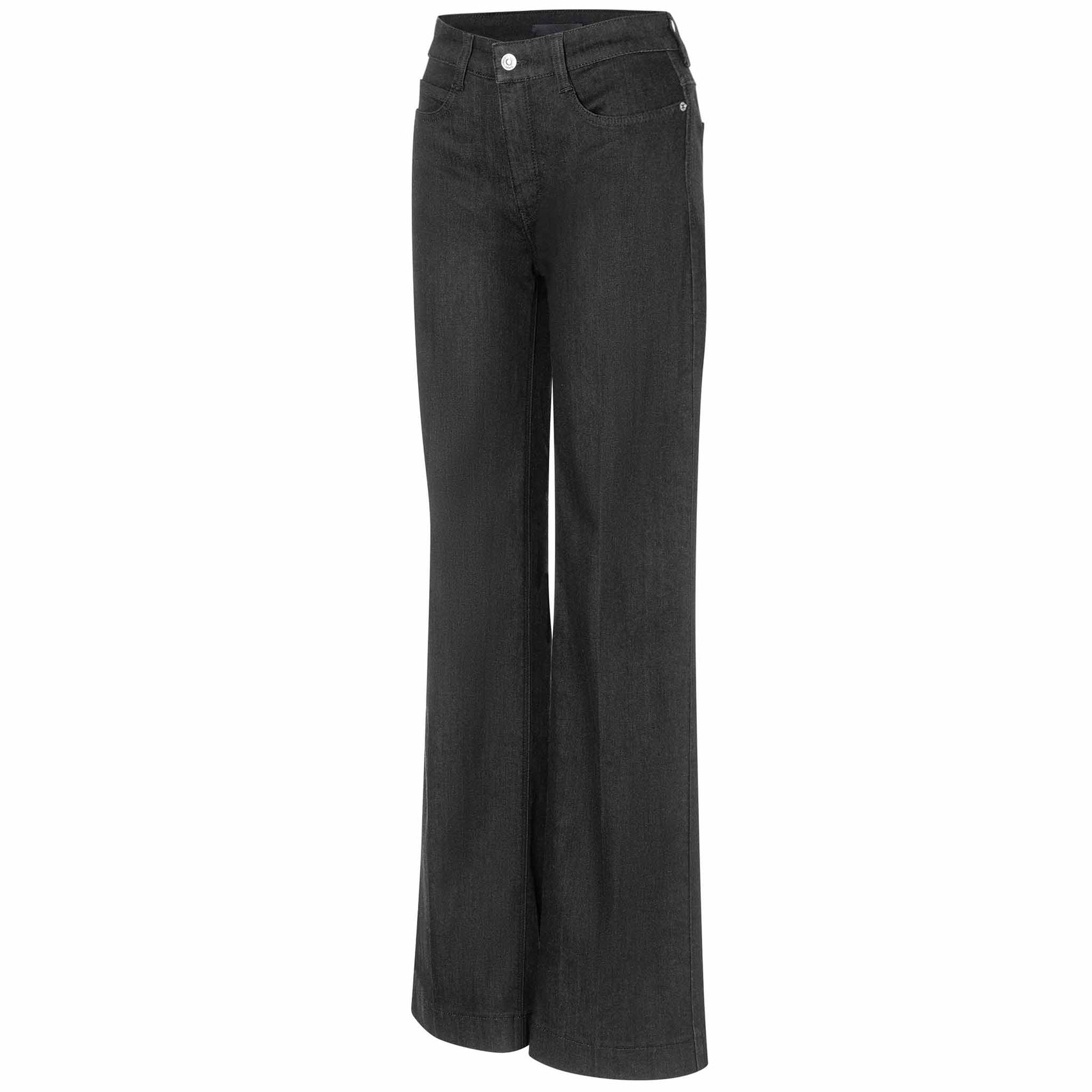 Mac Jeans Wide Zwart, lange dames jeans, zijaanzicht