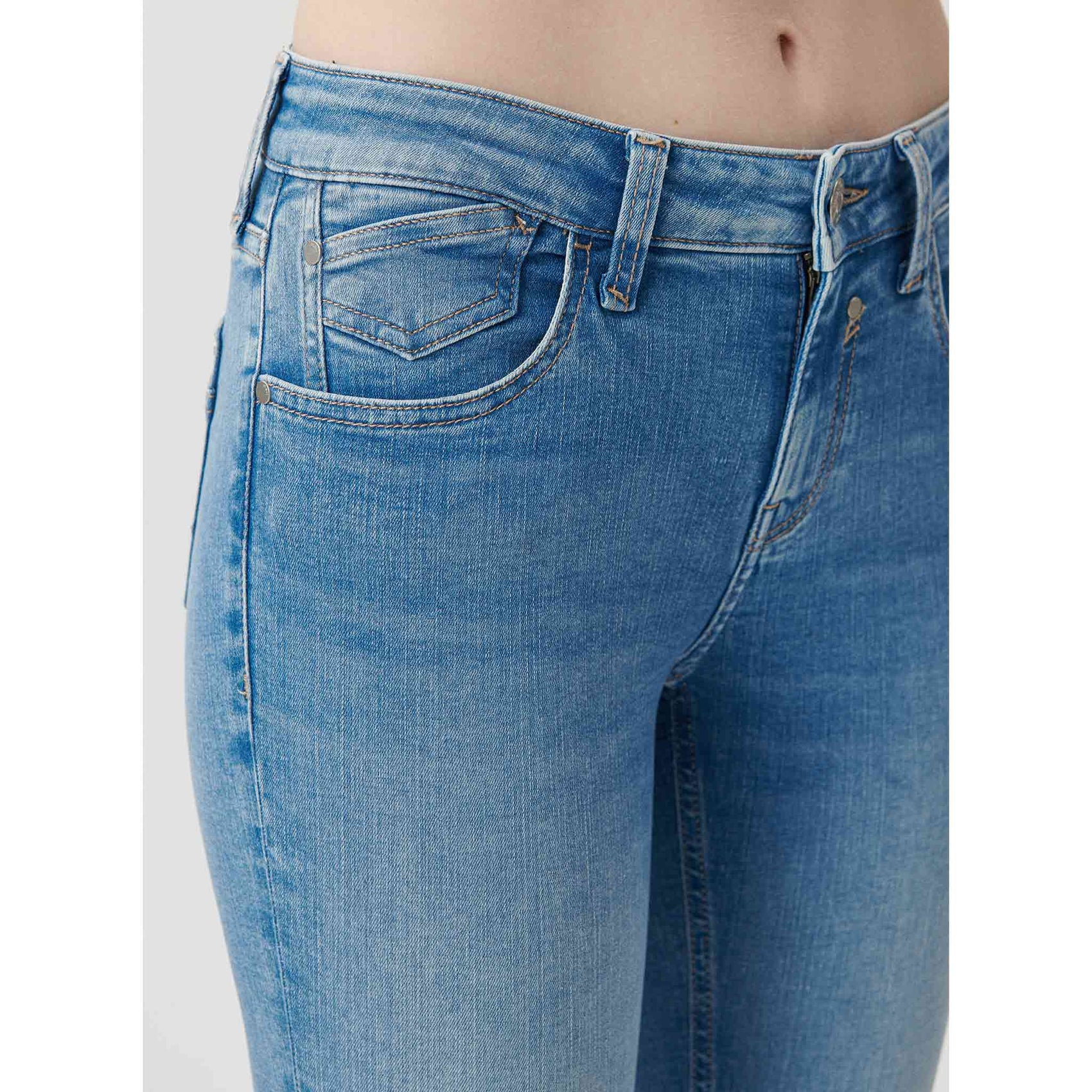 Mavi Jeans Adriana Mid Aqua Blue, tall jeans voor lange vrouwen, vooraanzicht