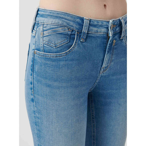 Mavi Jeans Adriana Mid Aqua Blue, tall jeans voor lange vrouwen, vooraanzicht