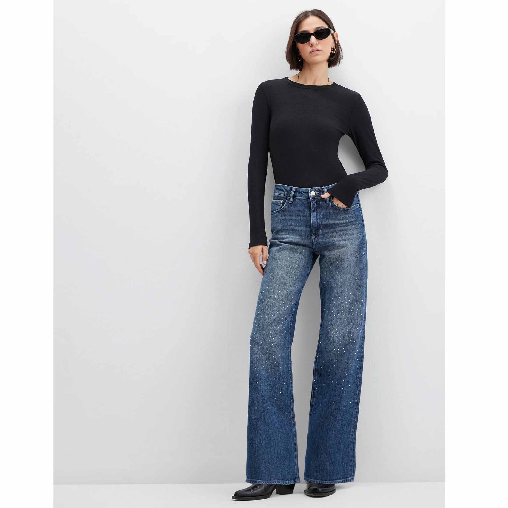 Mavi Jeans Malibu Dark Brushed Rhinestone, tall jeans voor lange vrouwen
