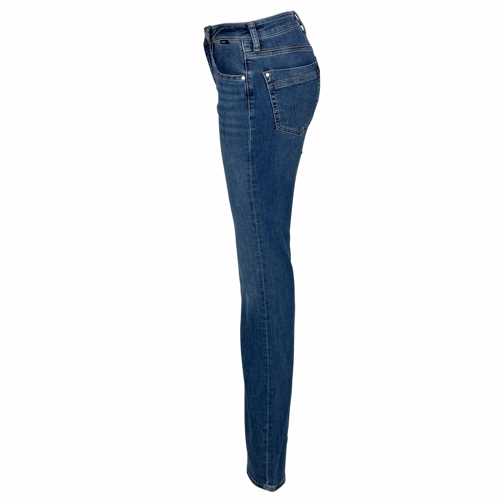 Mavi Jeans Maria Dark Brushed, lange dames jeans, zijaanzicht