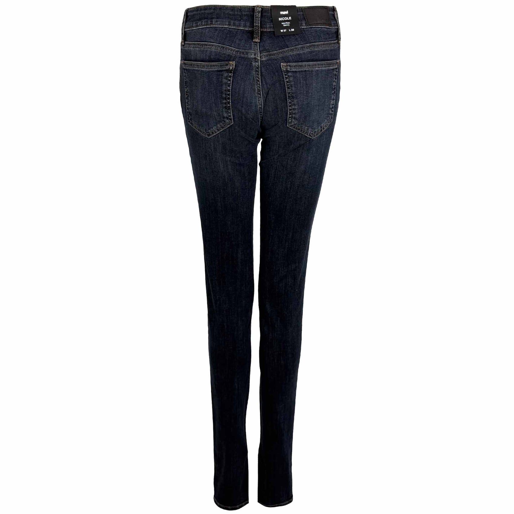 Mavi Jeans Nicole Smoky Blue, jeans in tall met lange benen, achteraanzicht