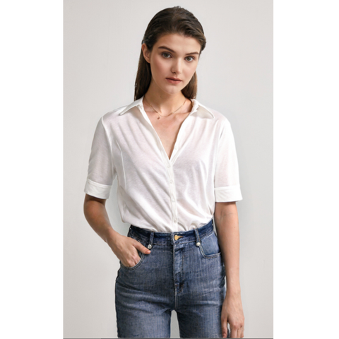Longlady Blouse Daan Offwhite, tall kleding voor lange vrouwen